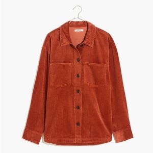 Madewell Corduroy Kentwood Oversized Shirt-Jacket; chestnut brown ground clove